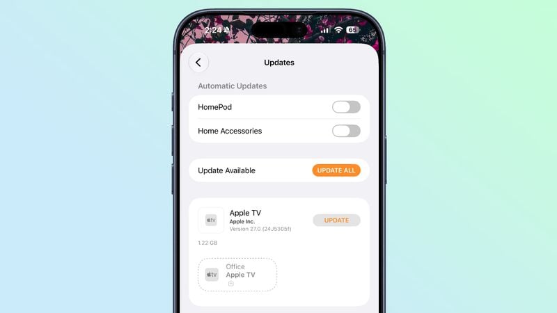 Apple TV update in Home app