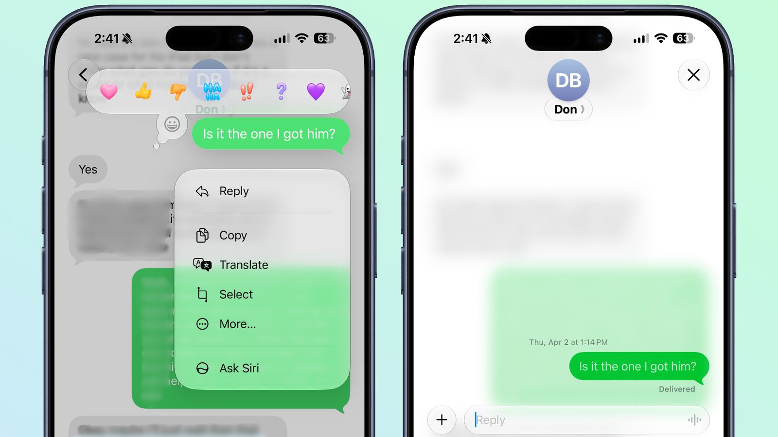 RCS inline reply example