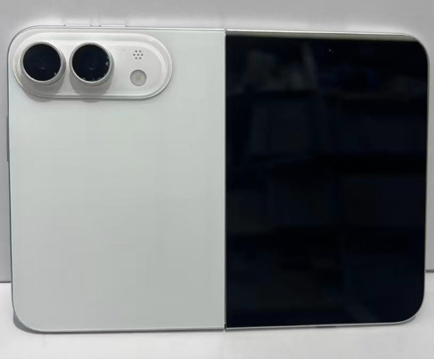 Foldable iPhone concept render showing the device in both folded and unfolded states