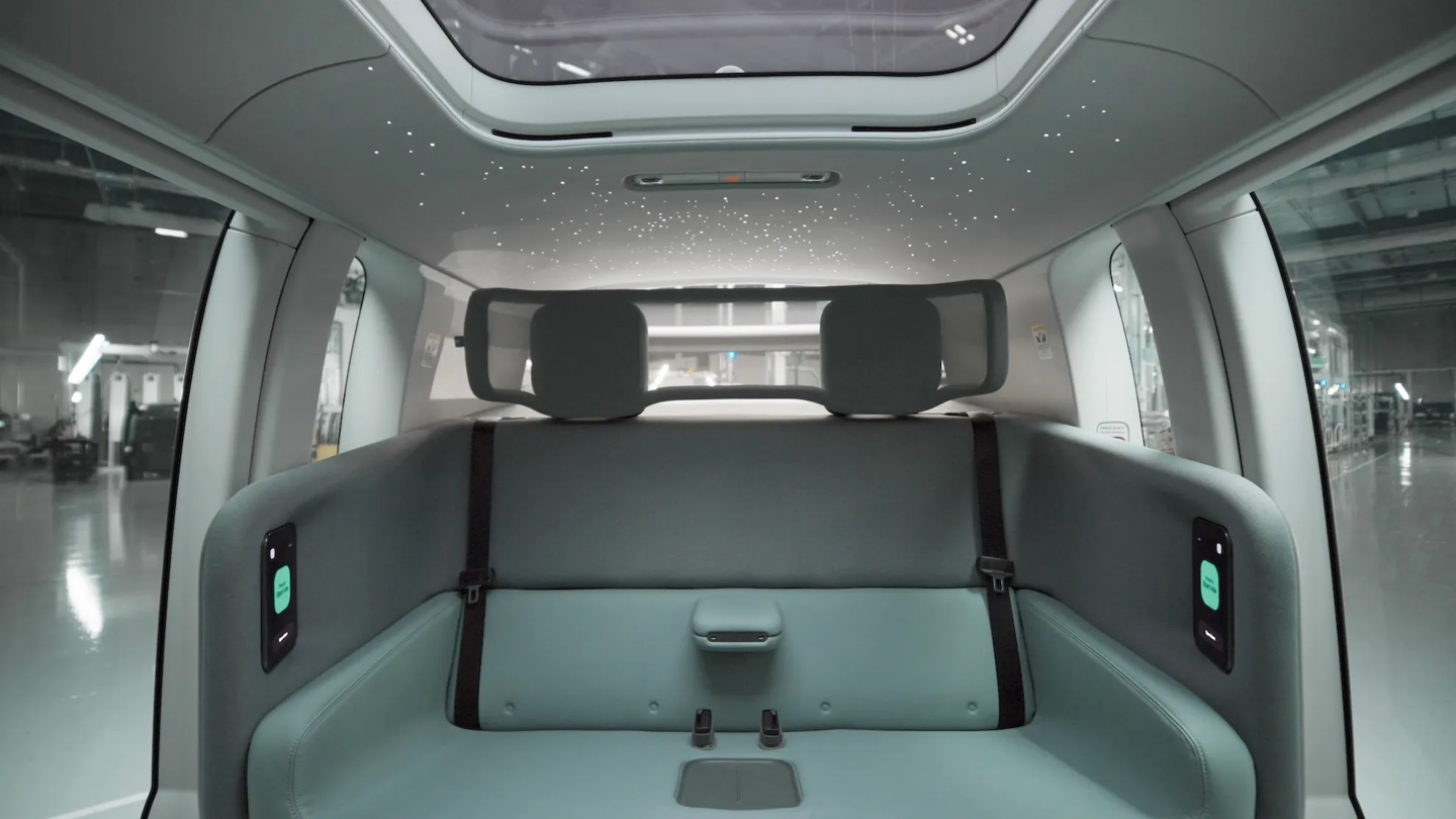 Interior view showing face-to-face seating