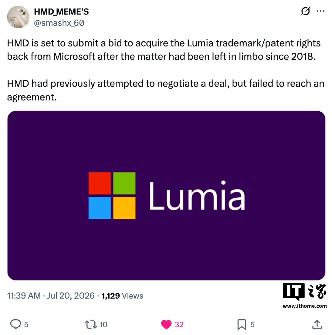 HMD Global Reportedly Plans to Buy the Lumia Brand from Microsoft